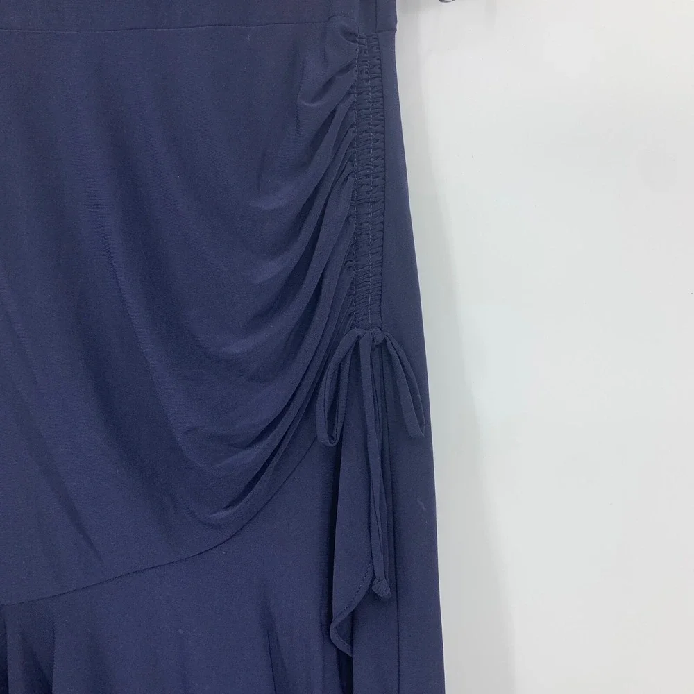 Minimalist Classic Sophisticated Womens 10 Ruched Ruffle Evening Midi Dress NEW